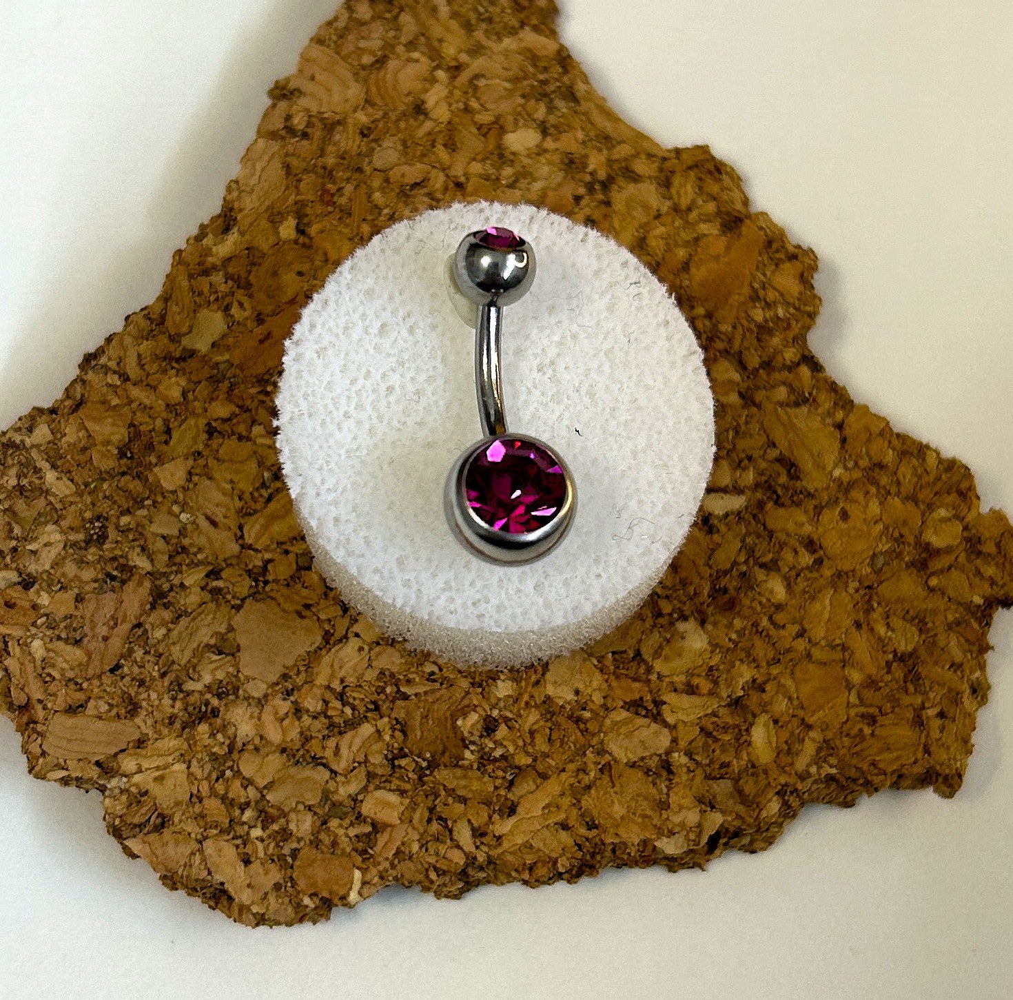 Fuchsia Double Gem Belly Ring
