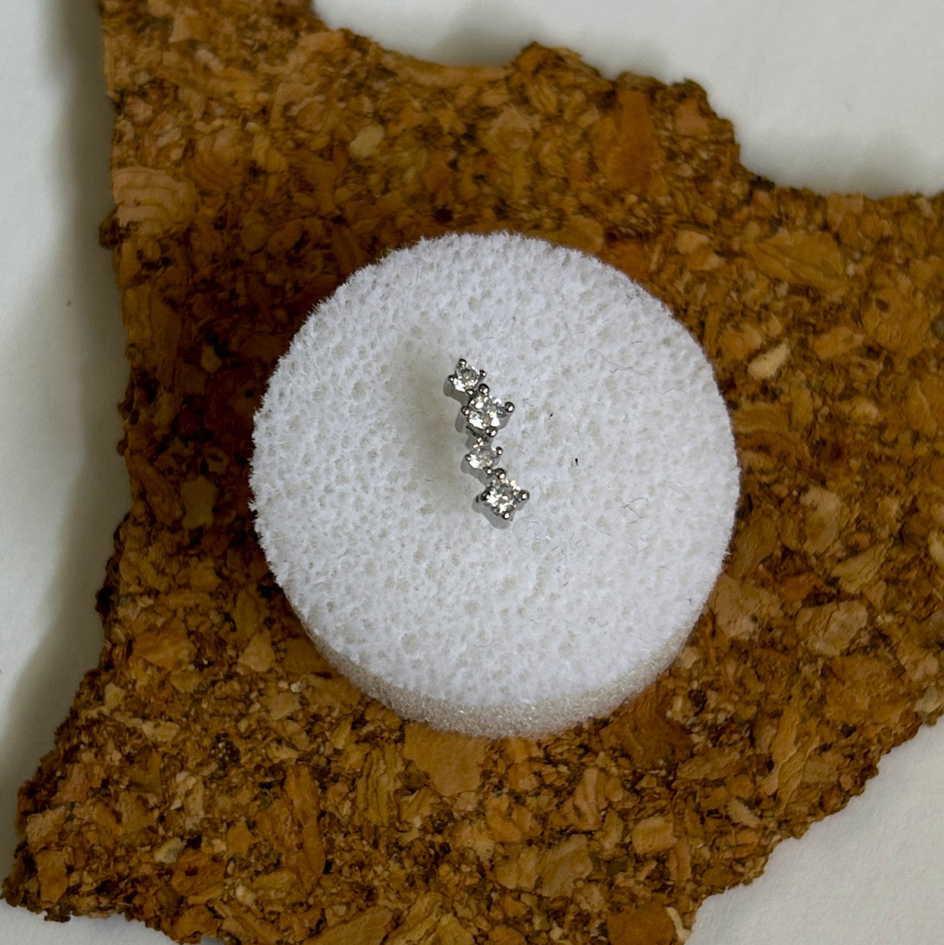Lightning Bolt Quad Gem Nose Ring — Steel L-Bend