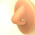 Gold Half Flower Marquise Gem Nose Ring — L-Bend