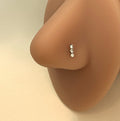 Triple Clear Gem Nose Ring — Steel L-Bend