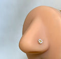 Daisy Nose Ring with White Petals — Steel L-Bend