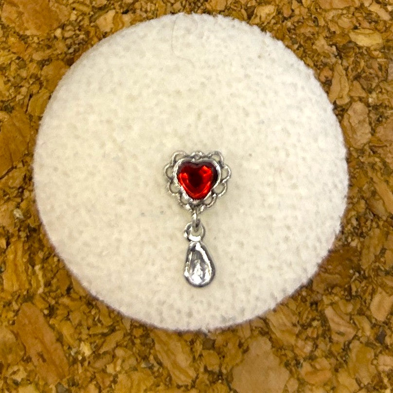 Filigree Heart Nose Ring with Drop Dangle — Steel L-Bend