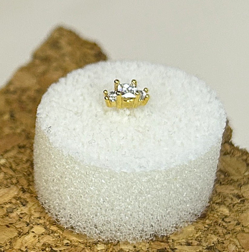Gold Graduated Triple Square Gem Nose Ring —  L-Bend