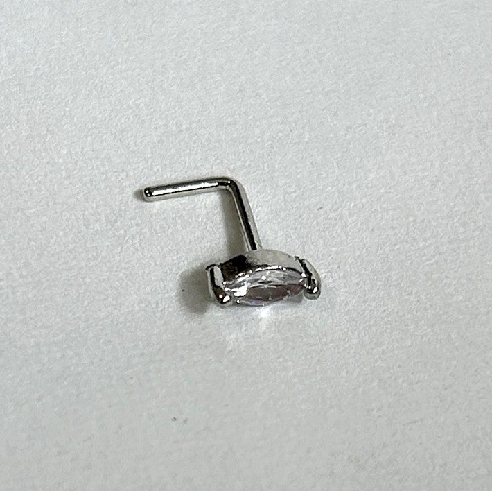 Marquise Nose Ring — Steel L-Bend