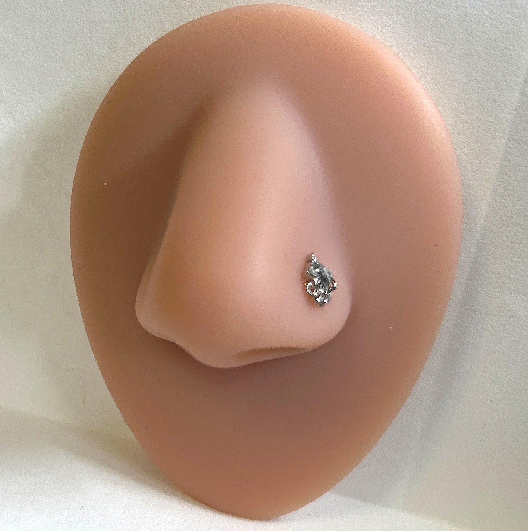 Ornate Medallion Nose Ring with Chain Detail — Steel L-Bend