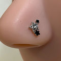 Triple Star Nose Ring with Clear Center Gem — Steel L-Bend