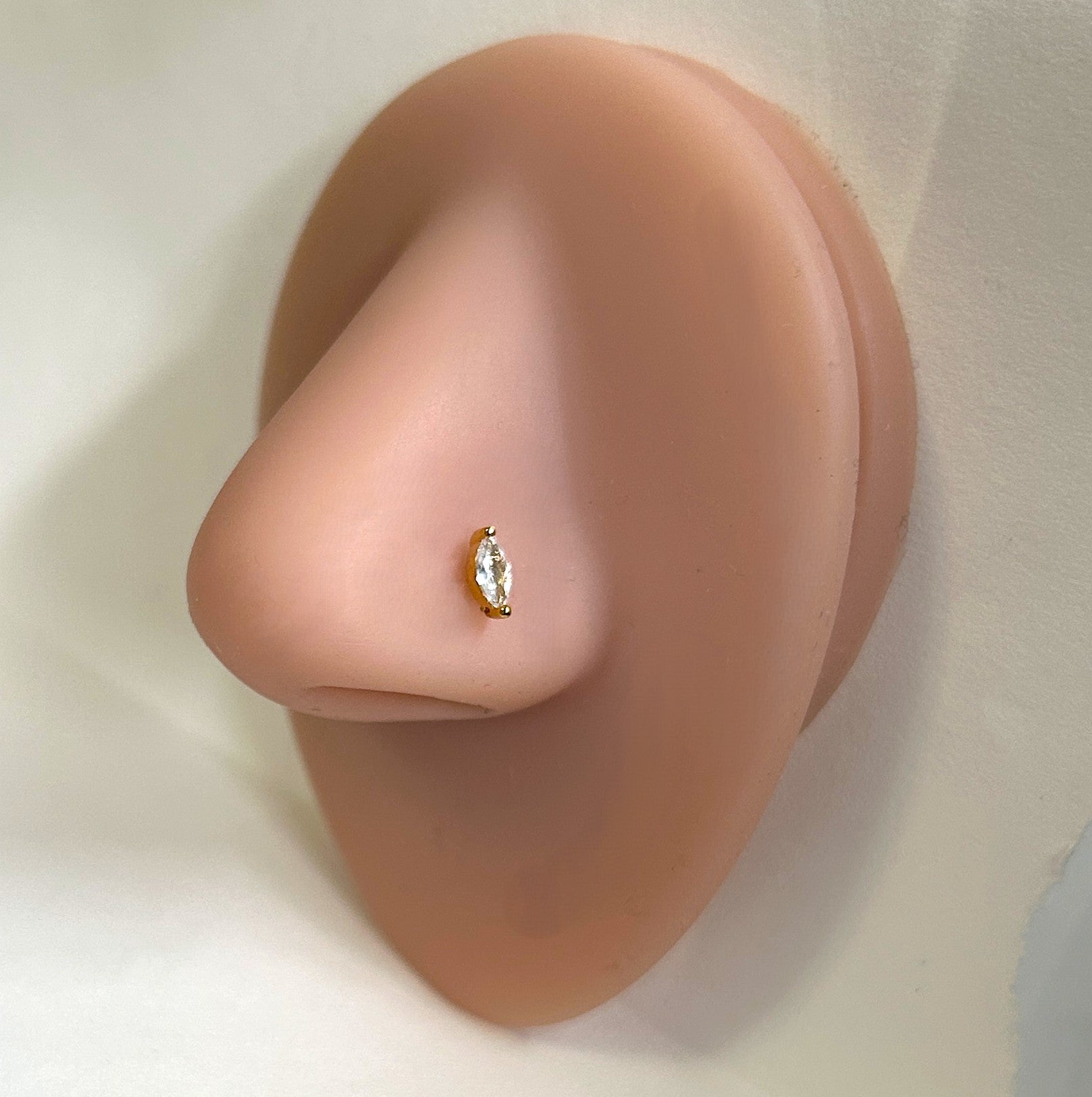 Gold Anodiozed Marquise Nose Ring - L-Bend