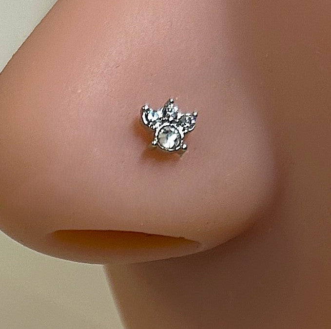 Triple Dot Cluster Nose Ring — Steel L-Bend