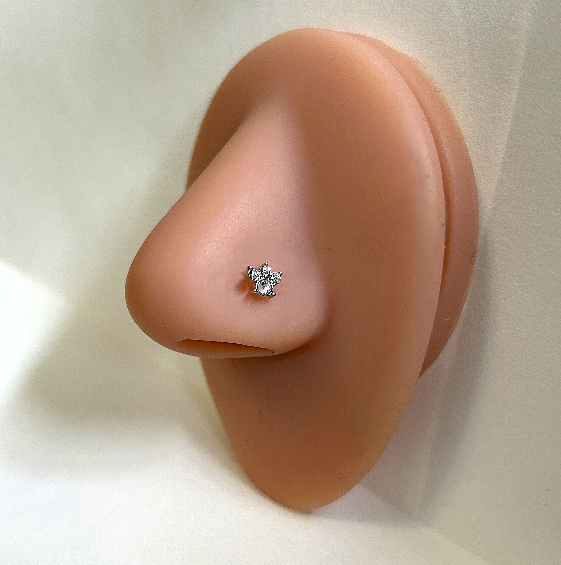 Triple Dot Cluster Nose Ring — Steel L-Bend