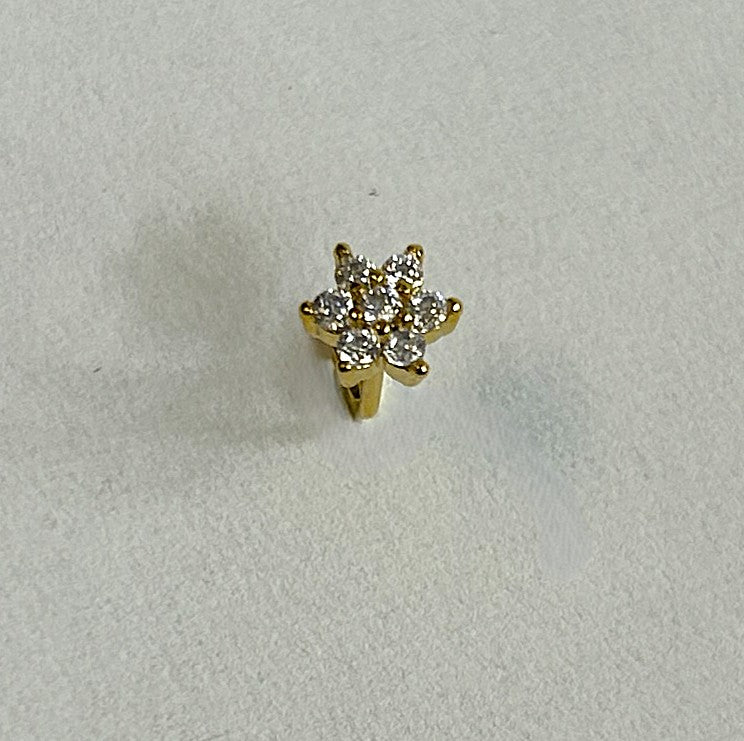 Gold Anodized Seven Gem Flower Nose Ring — Gold L-Bend