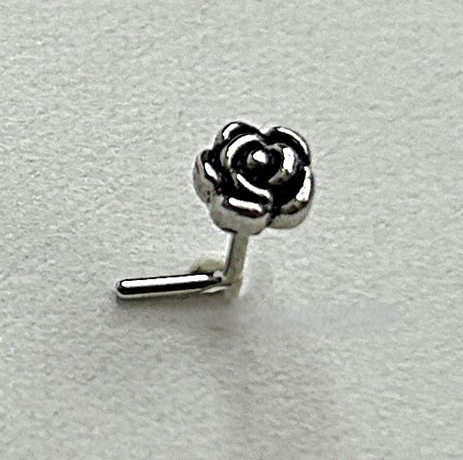 Rose Nose Ring — Steel L-Bend
