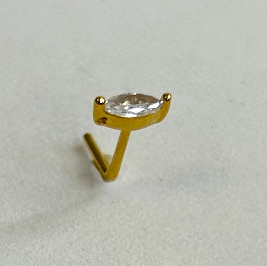 Gold Anodiozed Marquise Nose Ring - L-Bend