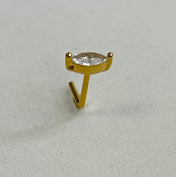 Gold Marquise Nose Ring — L-Bend