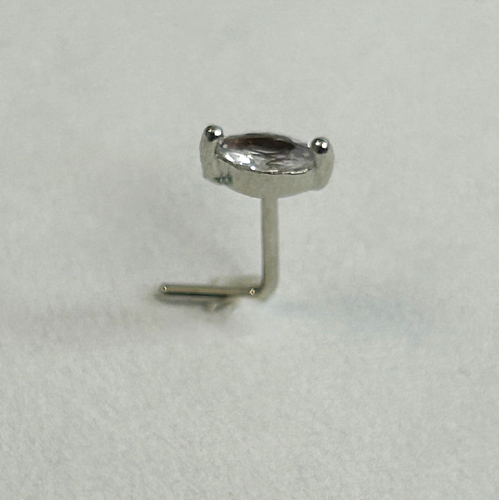 Marquise Nose Ring — Steel L-Bend