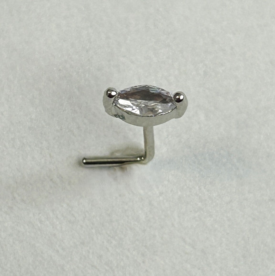 Marquise Nose Ring — Steel L-Bend