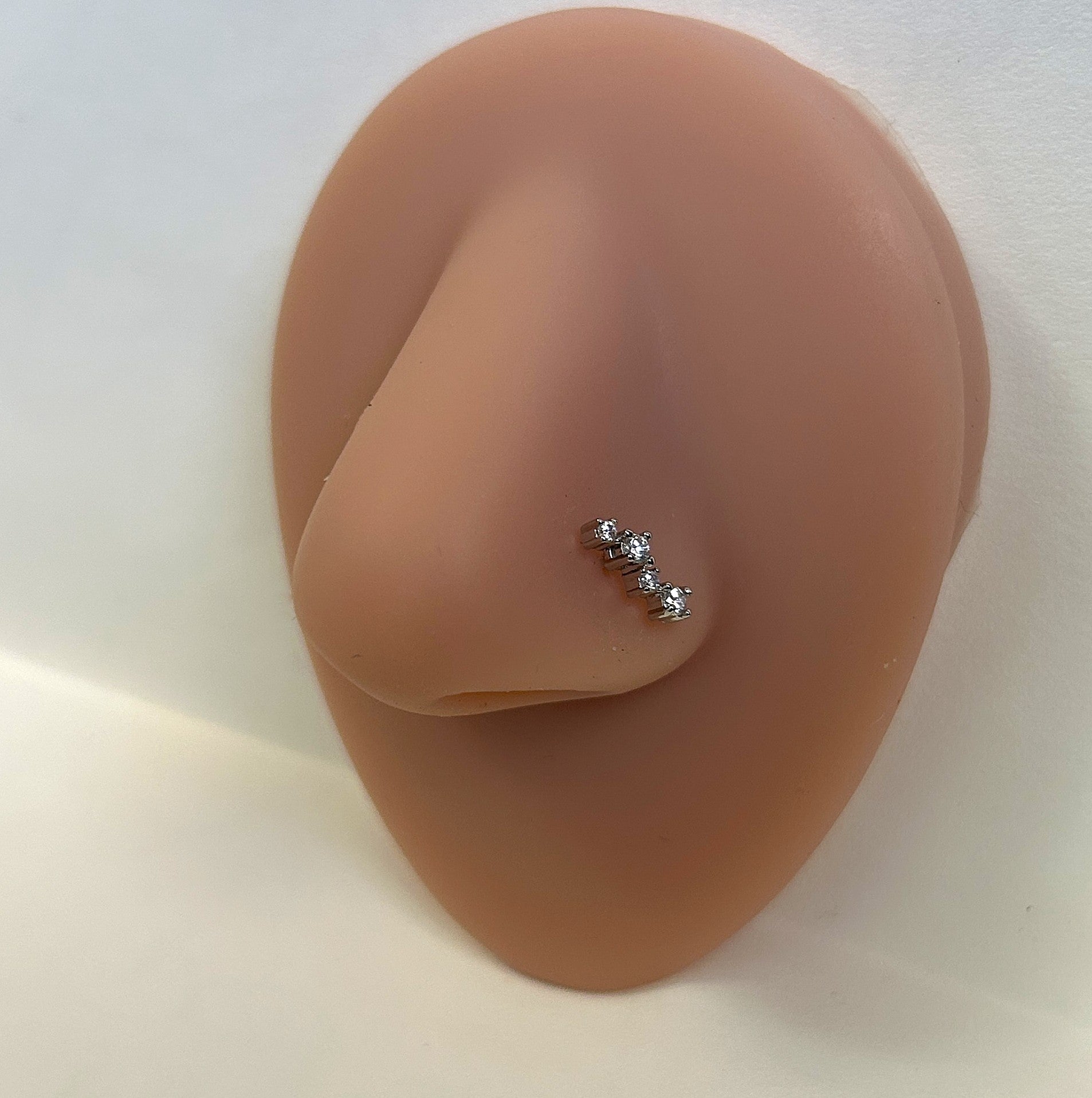 Lightning Bolt Quad Gem Nose Ring — Steel L-Bend