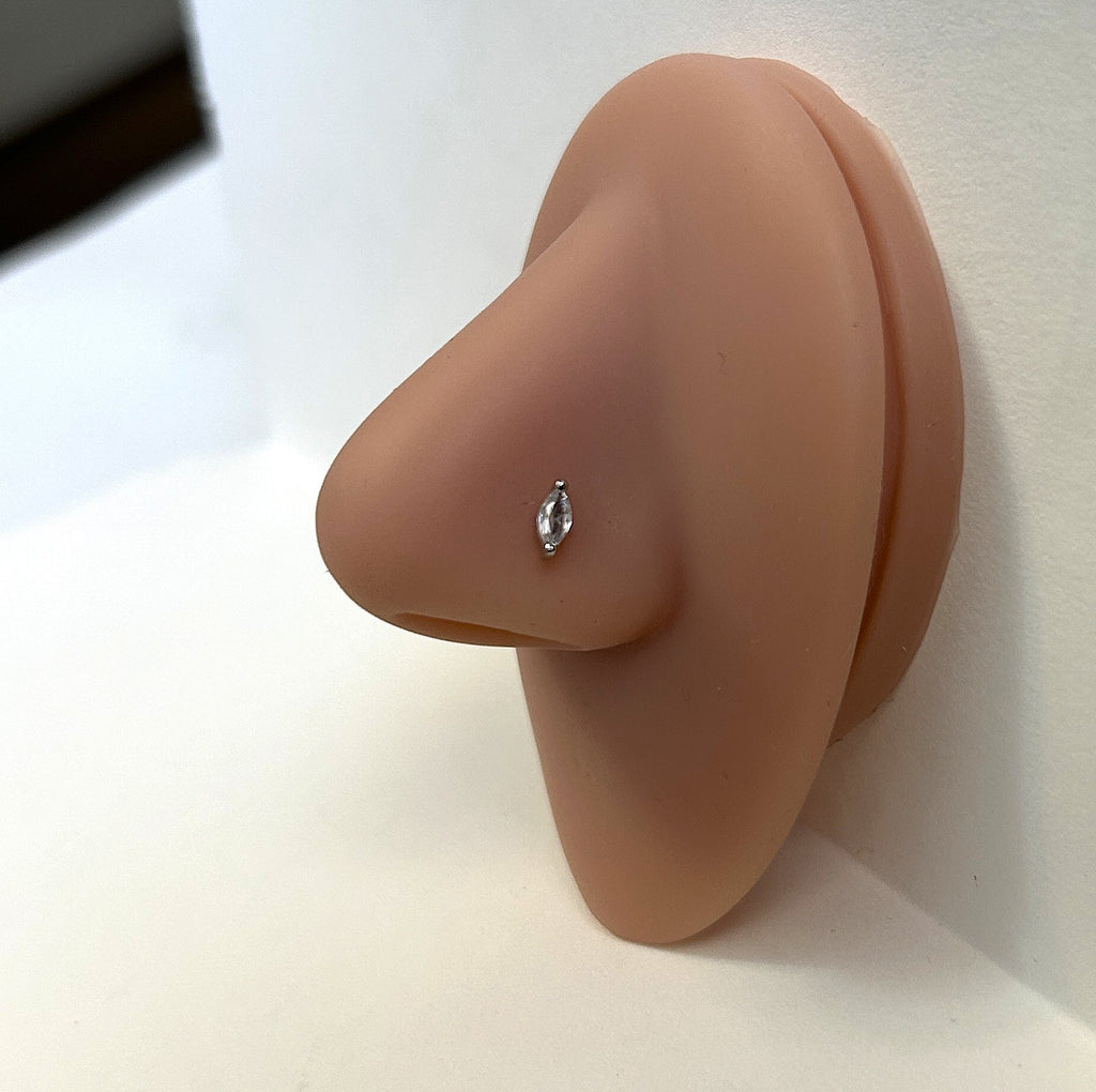 Marquise Nose Ring — Steel L-Bend