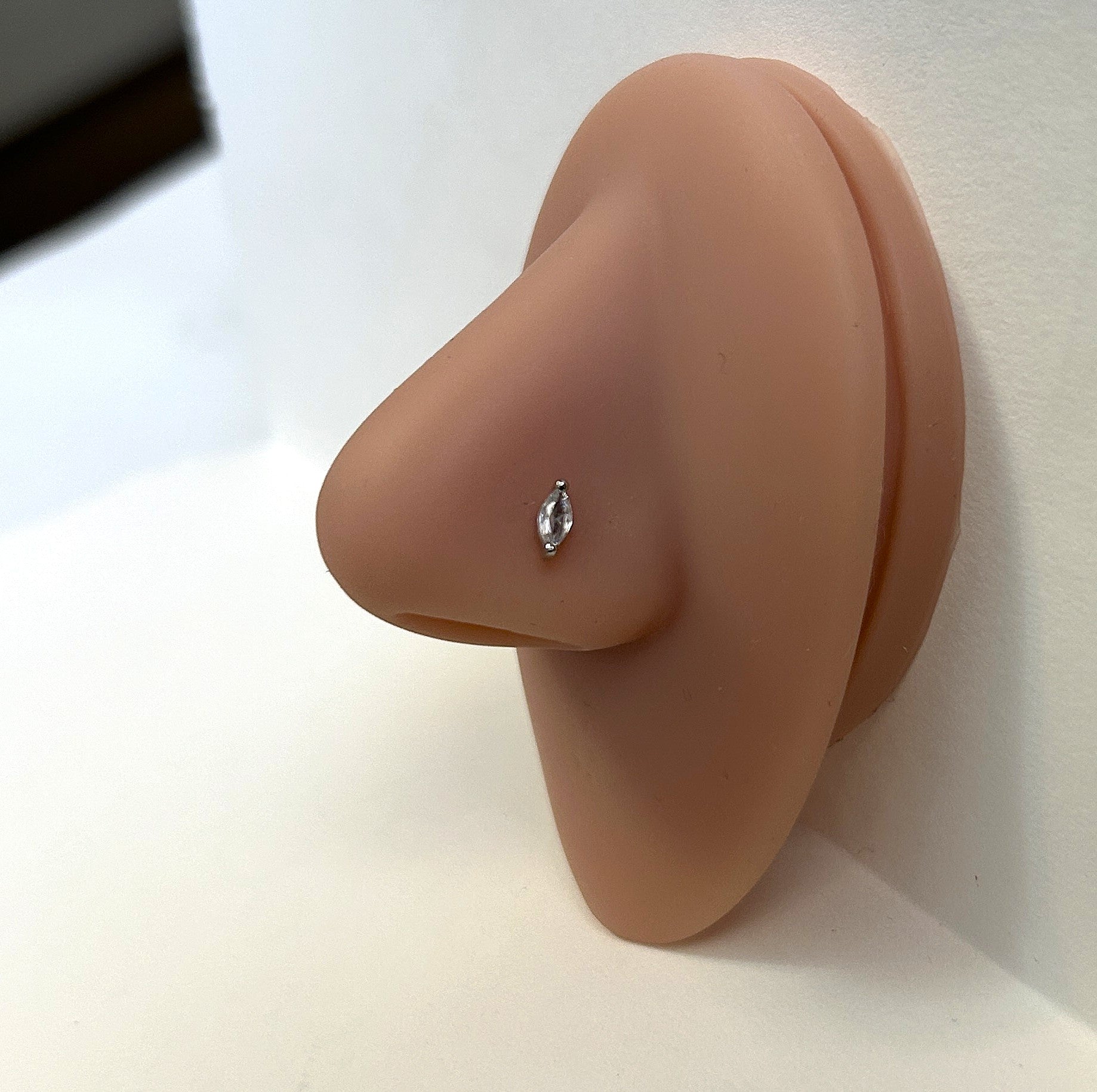 Marquise Nose Ring — Steel L-Bend