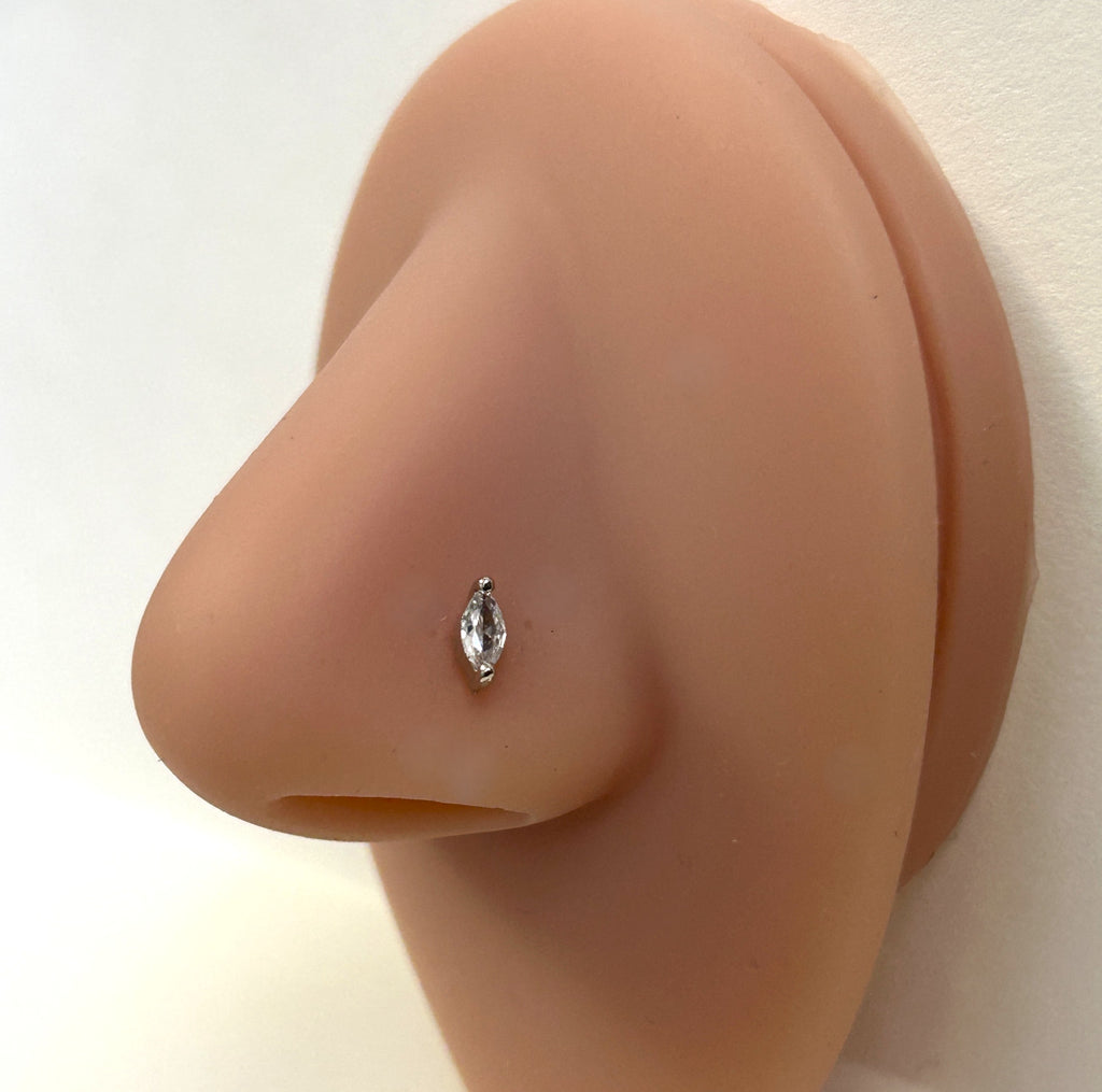 Marquise Nose Ring — Steel L-Bend