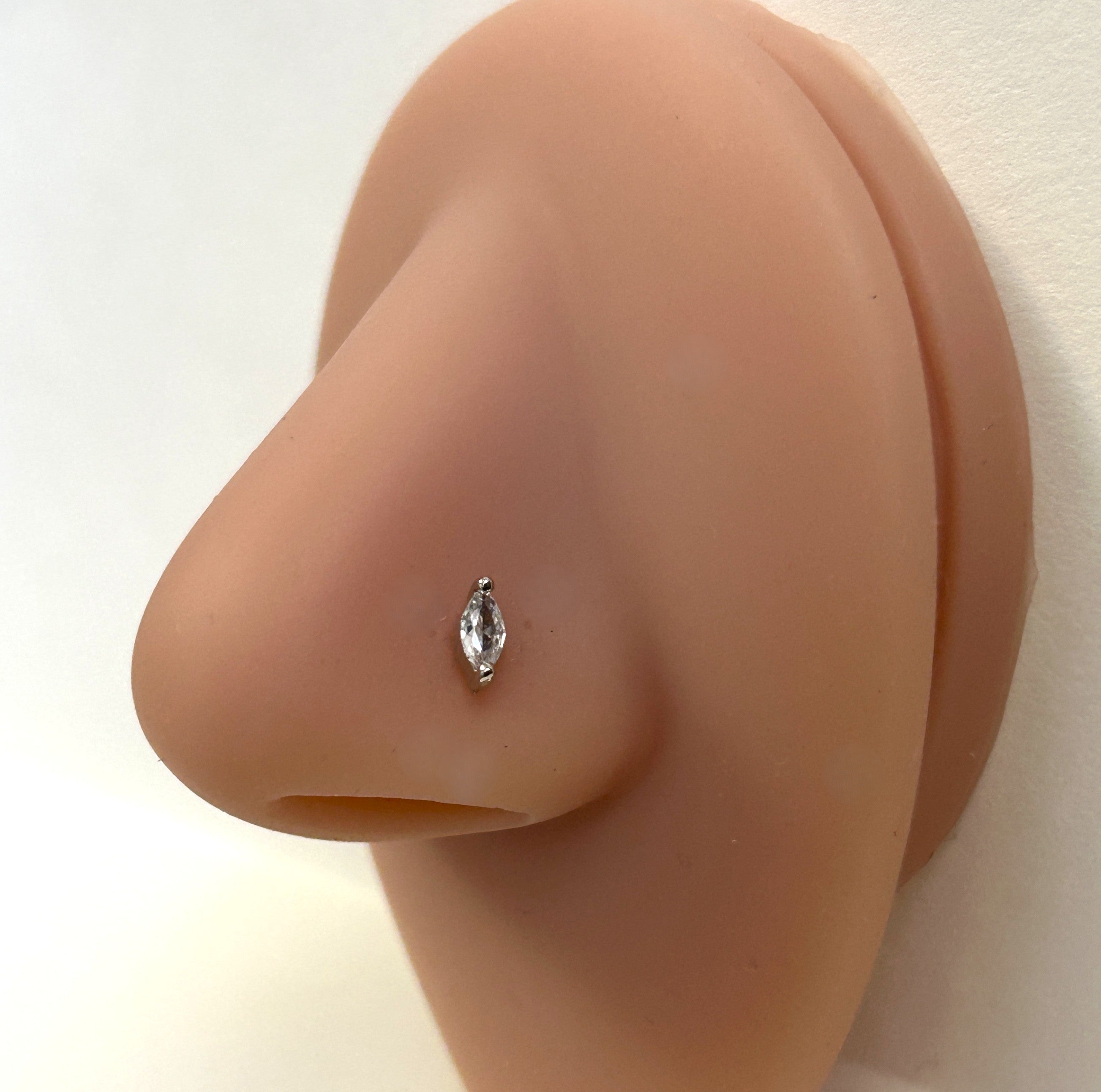 Marquise Nose Ring — Steel L-Bend