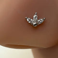 Half Flower Marquise Gem Nose Ring — Steel L-Bend