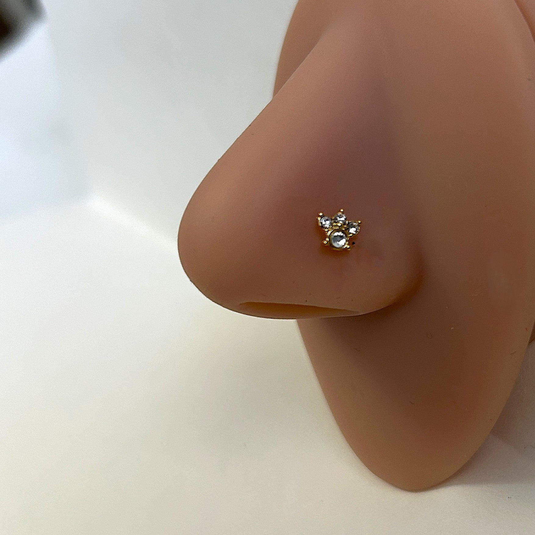Gold Anodized Triple Dot Cluster Nose Ring — Gold L-Bend