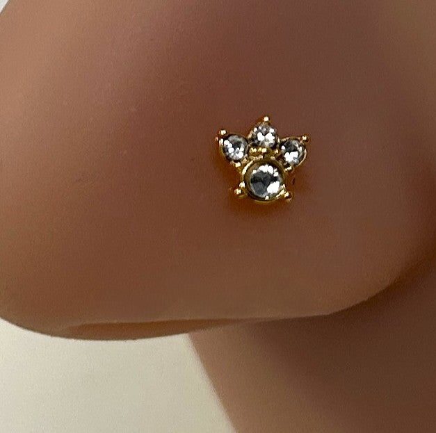 Gold Anodized Triple Dot Cluster Nose Ring — Gold L-Bend