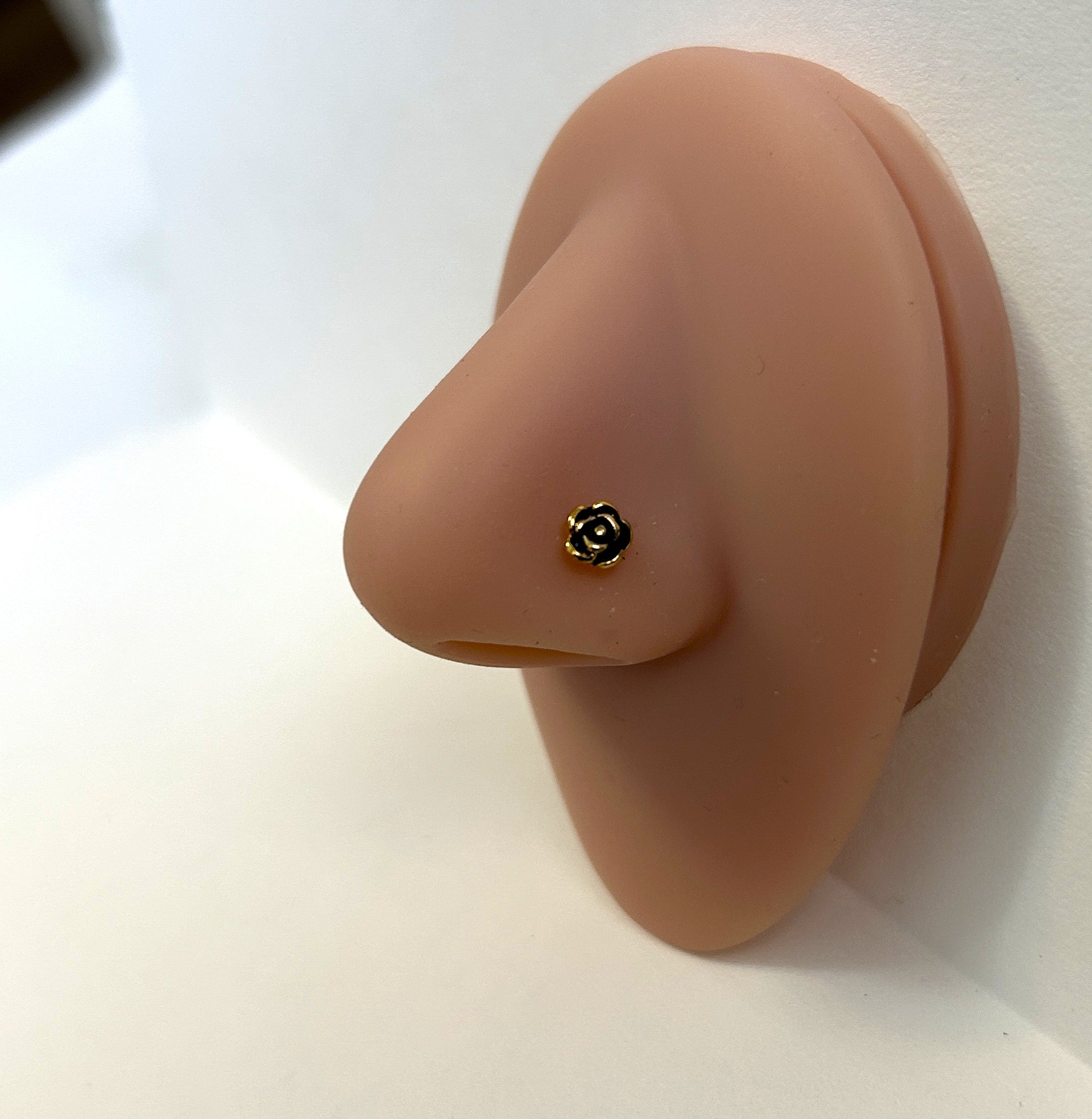 Gold Anodized Rose Nose Ring — Gold L-Bend