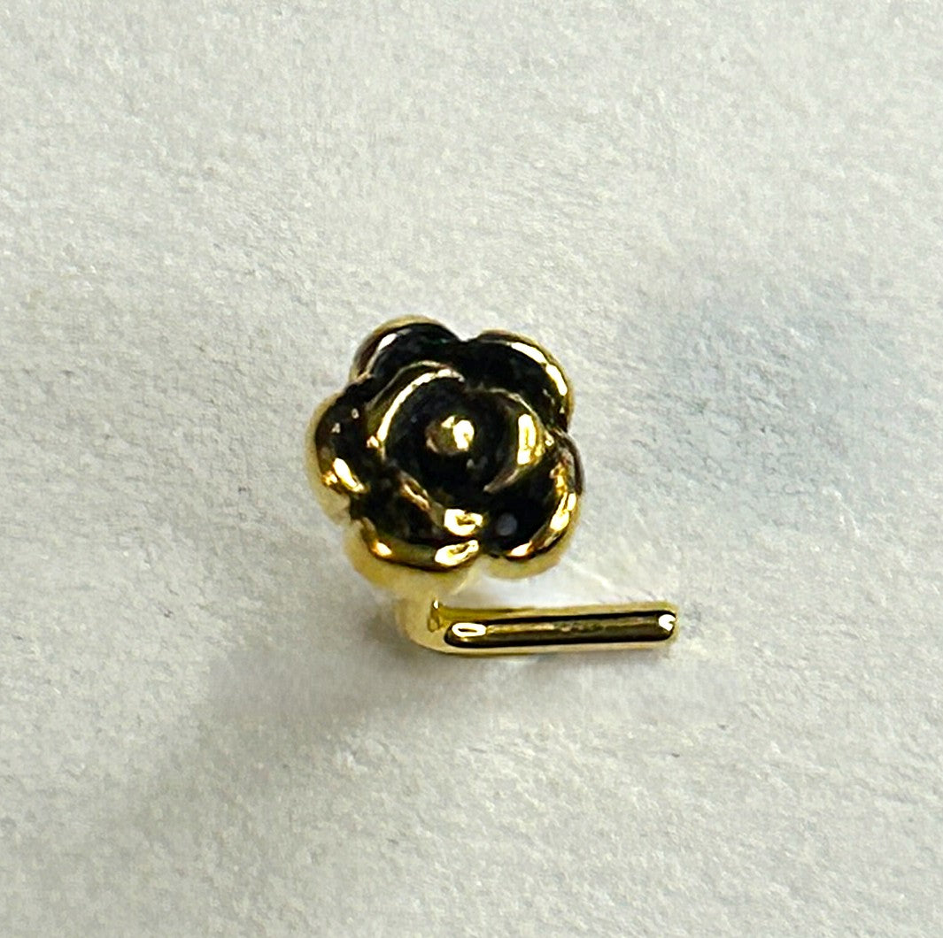 Gold Anodized Rose Nose Ring — Gold L-Bend