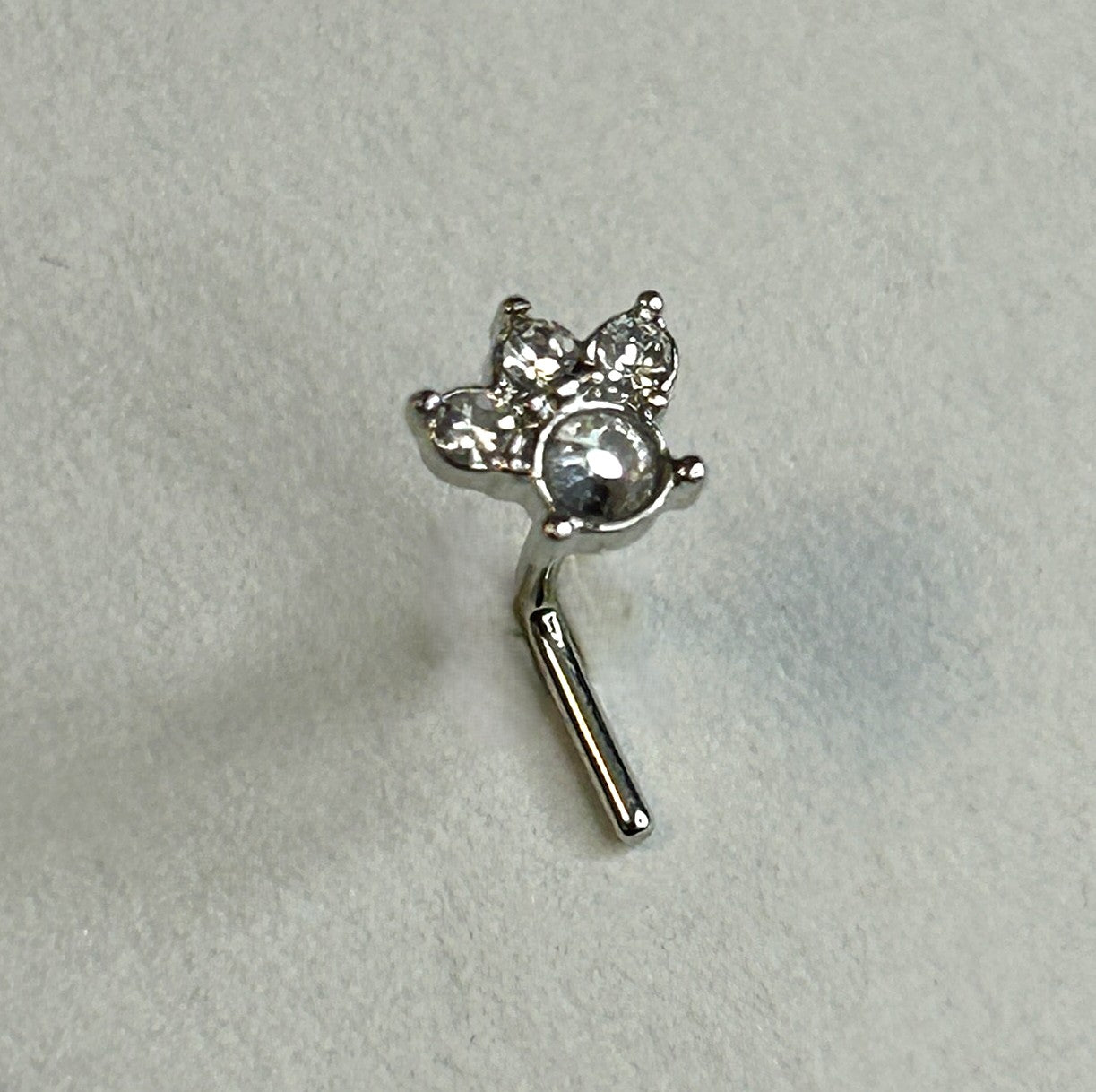 Triple Dot Cluster Nose Ring — Steel L-Bend