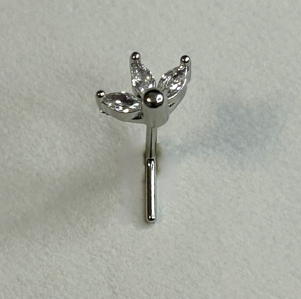 Half Flower Marquise Gem Nose Ring — Steel L-Bend