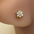 Gold Anodized Seven Gem Flower Nose Ring — Gold L-Bend