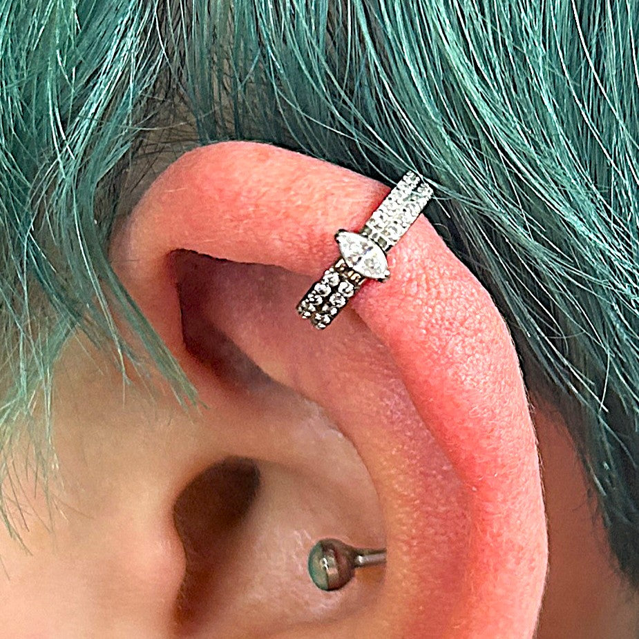 Titanium 16g Marquise Gem Clicker