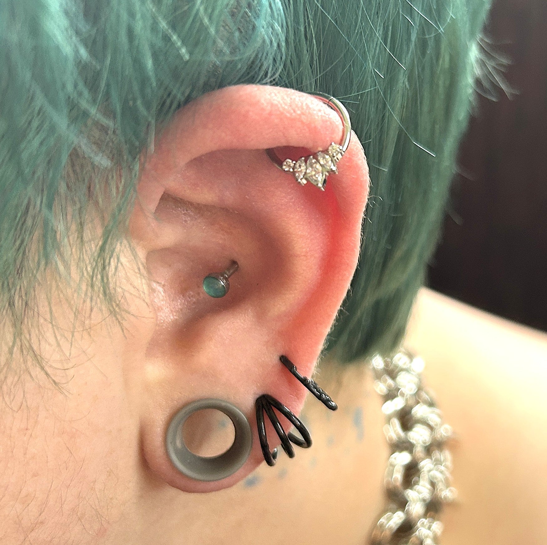 316L Steel 16g Graduated Gem Clicker