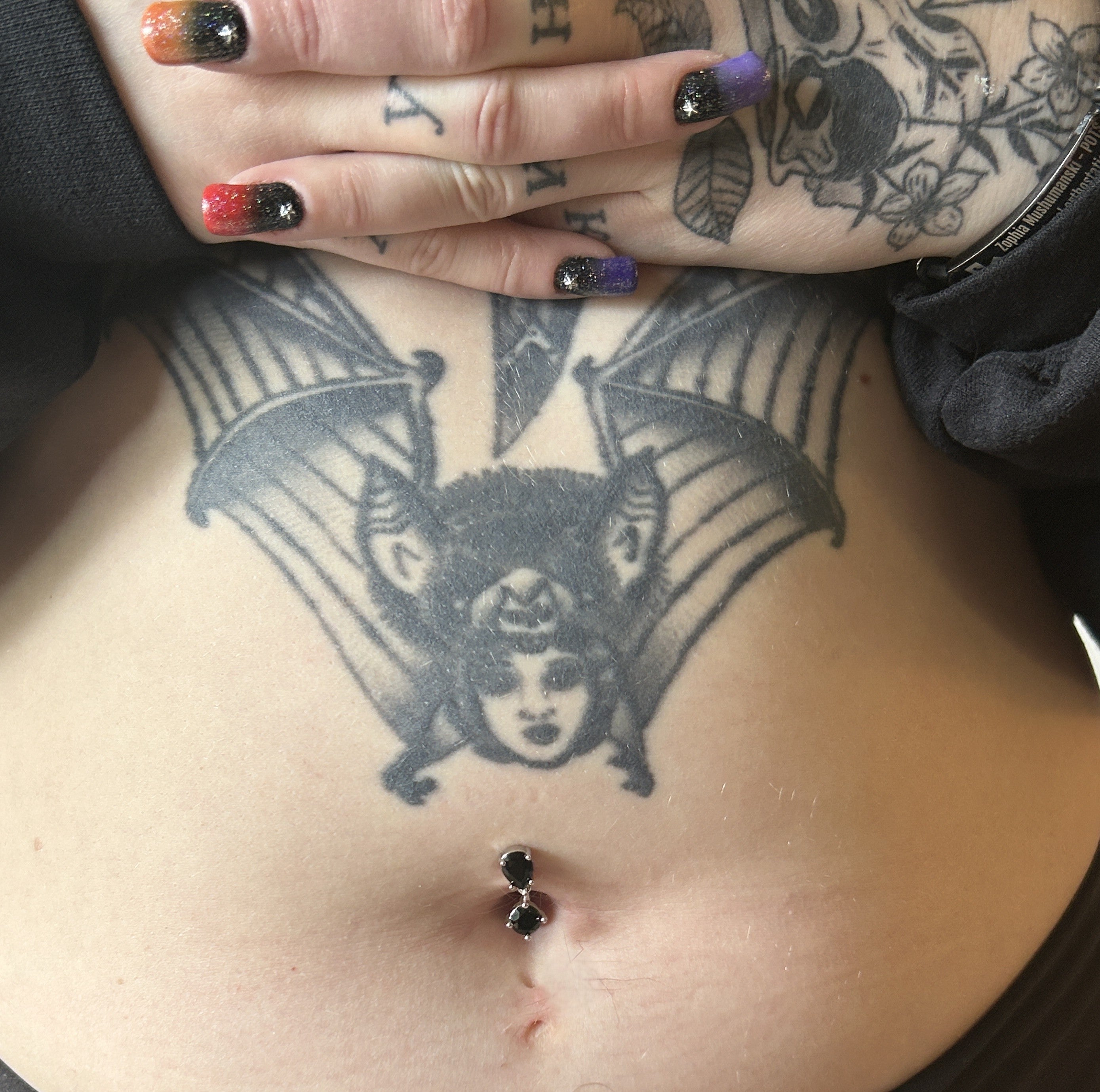 Black Oval Top Hanger Belly Ring