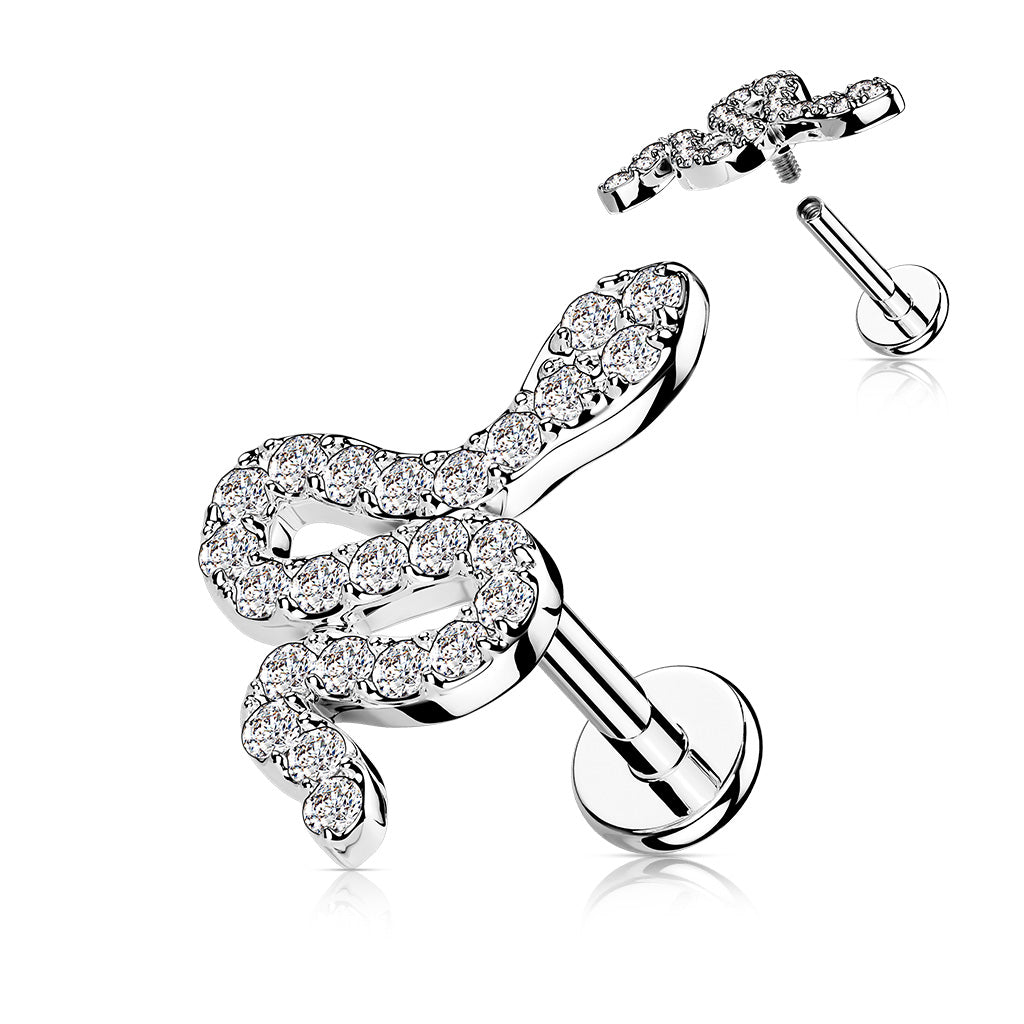 16g Steel Crystal Snake Flat Back Stud