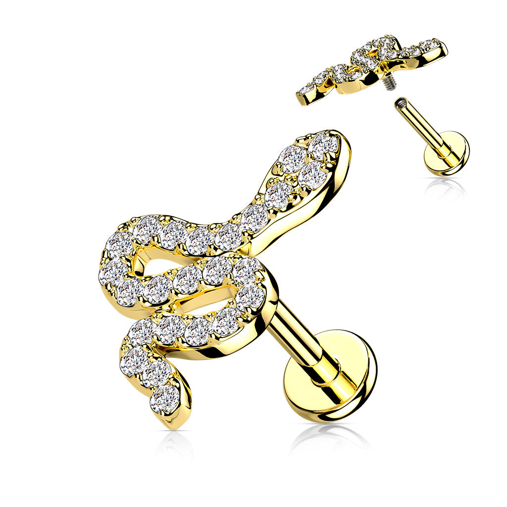 16g Steel Crystal Snake Flat Back Stud