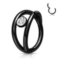 316L Steel 16g Double Hoop Gem Clicker