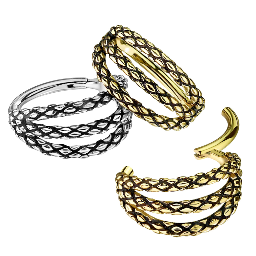 316L Steel 16g Triple Snake Skin Clicker