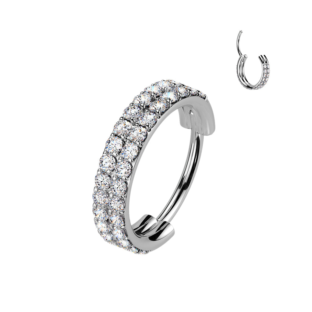 Titanium Thick gemmed Clicker Hoop