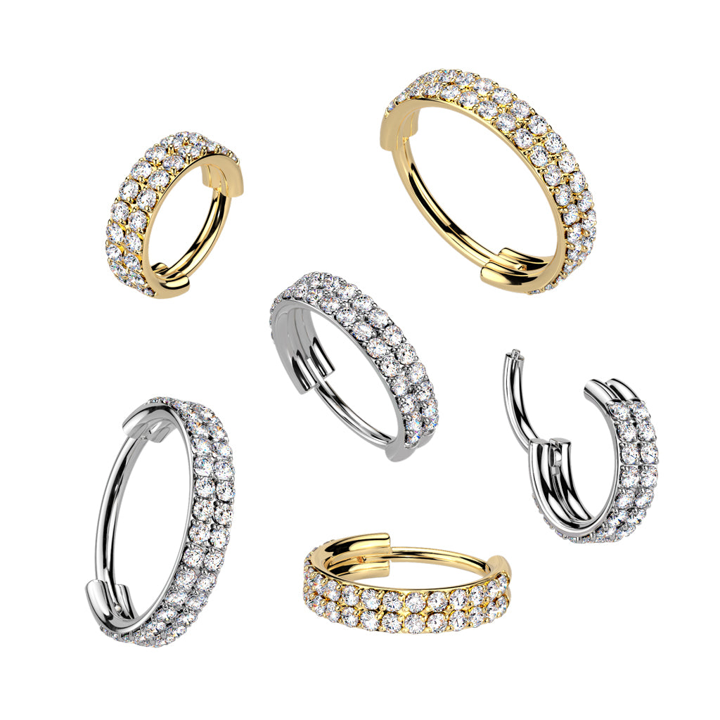Titanium Thick gemmed Clicker Hoop