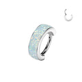 Titanium Thick Opal Clicker Hoop