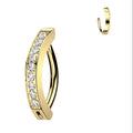 Gold and Black Titanium 16g Crystal Curved Clicker