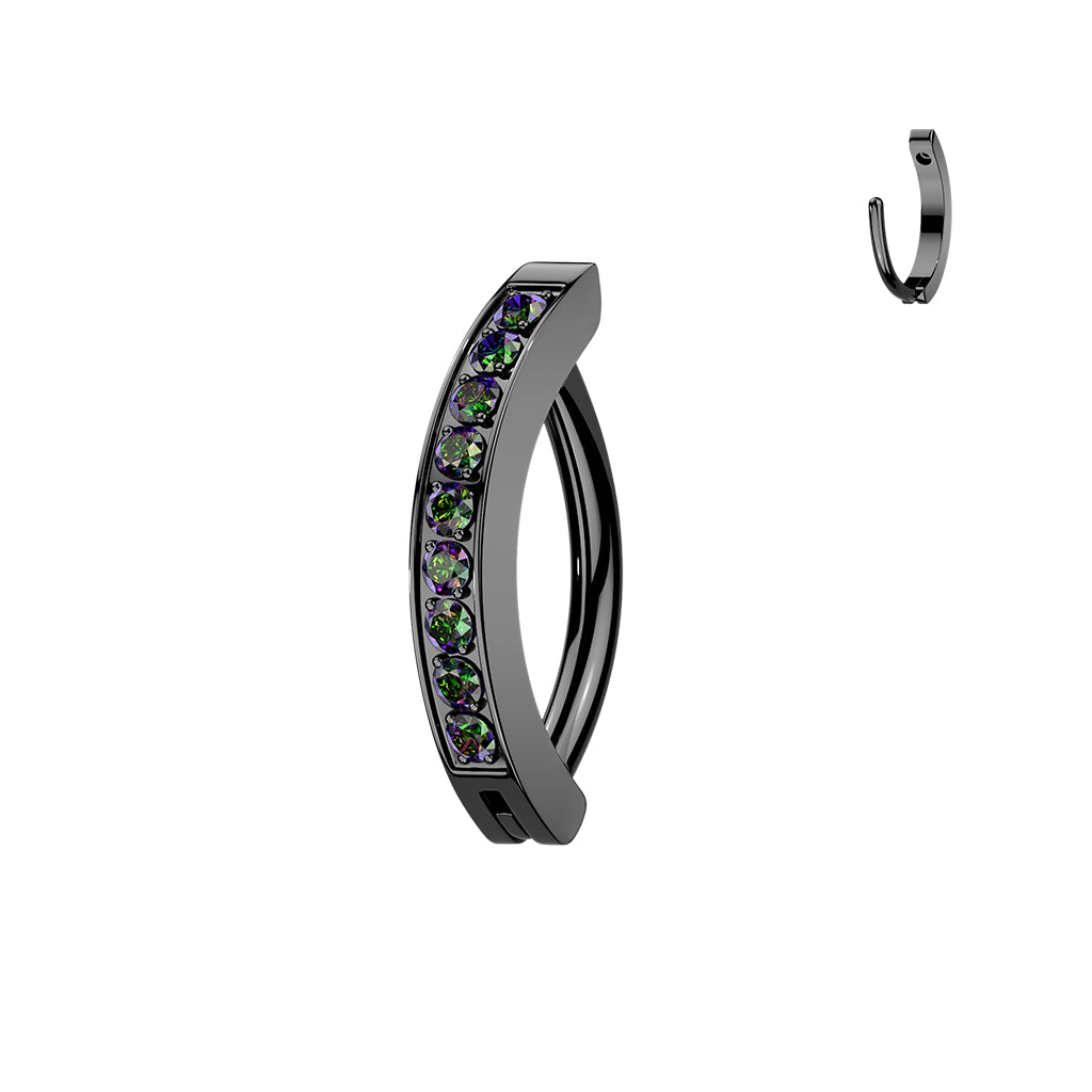 Gold and Black Titanium 16g Crystal Curved Clicker