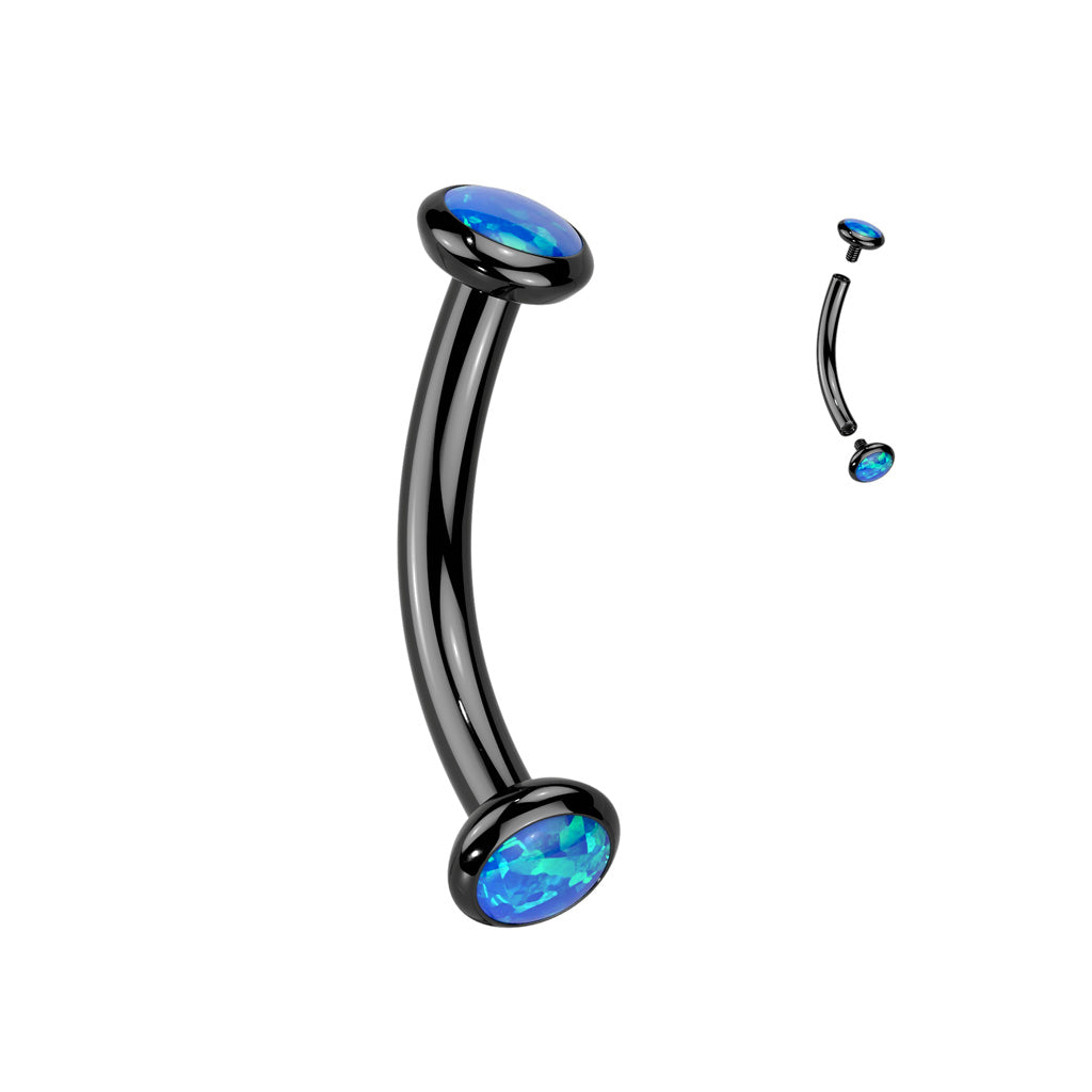 Black or Gold 16g Titanium Bezel Gem Curved Barbell