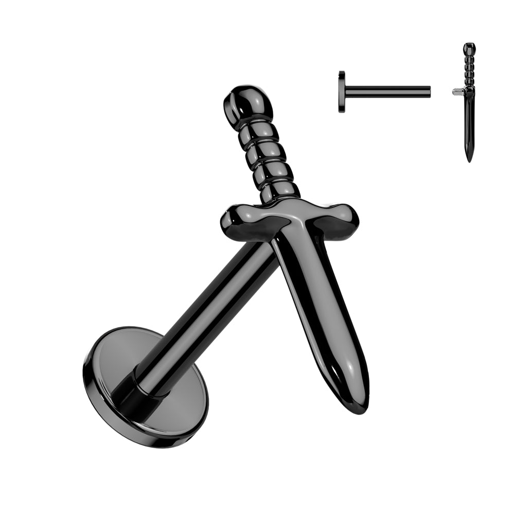 16g Titanium Dagger Flat Back Stud
