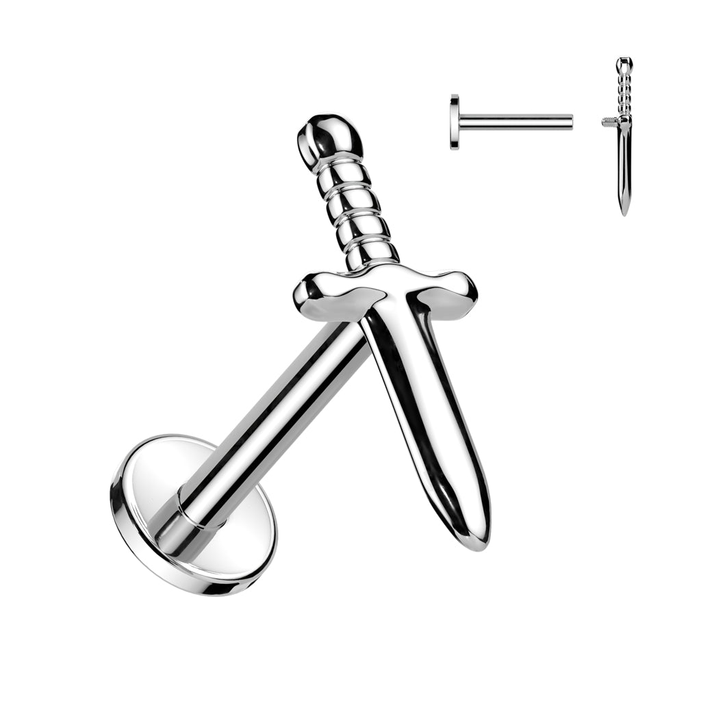 16g Titanium Dagger Flat Back Stud