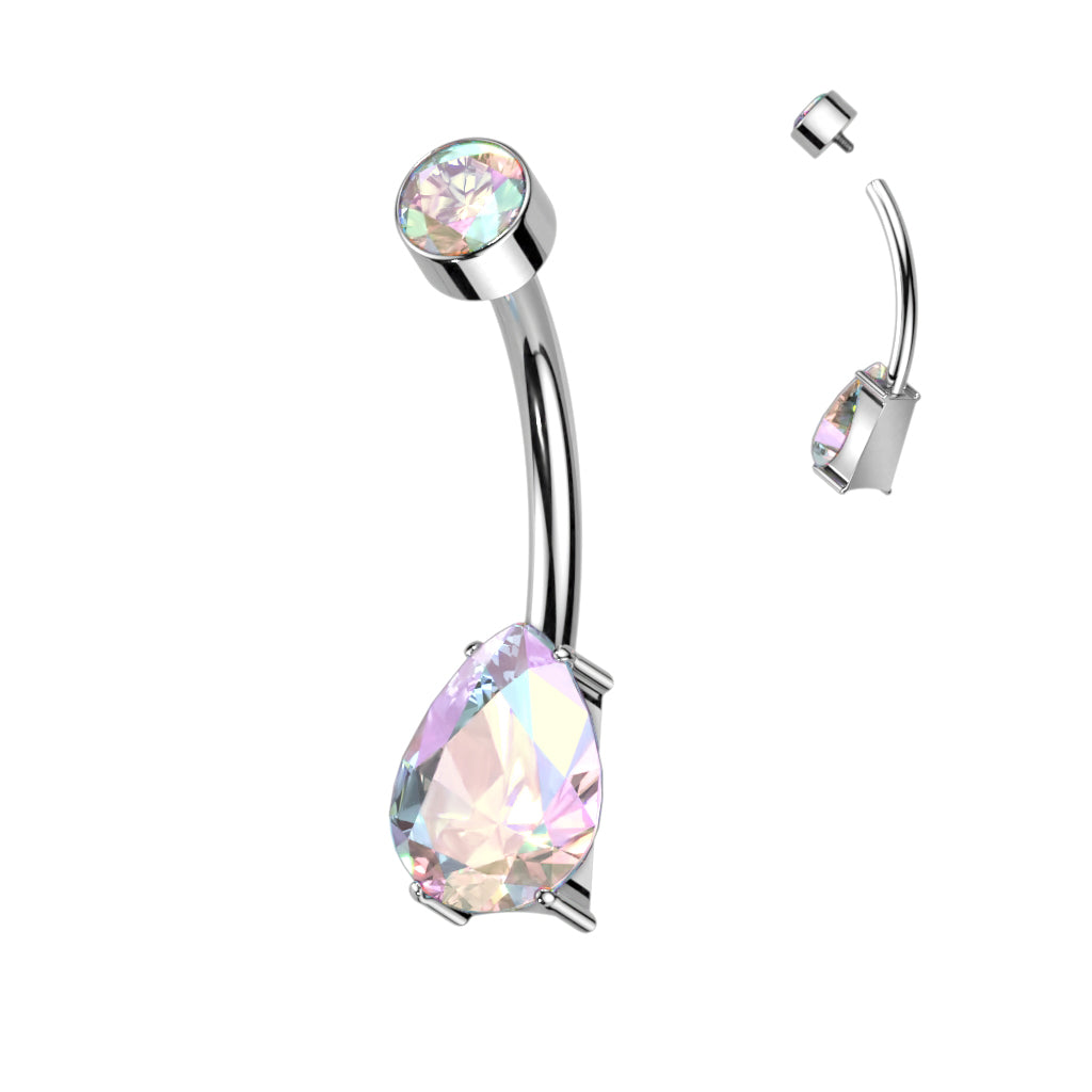 14g Titanium Teardrop Crystal Belly Ring