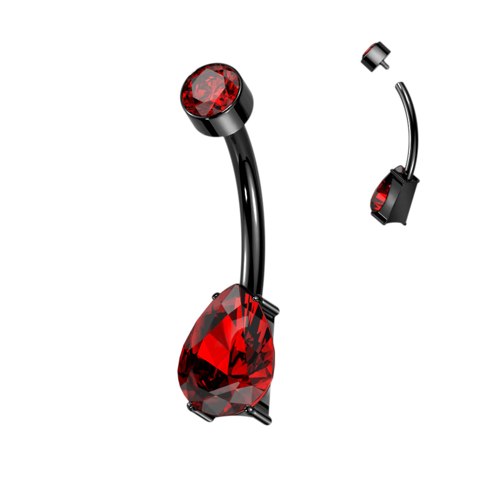 14g Titanium Teardrop Crystal Belly Ring