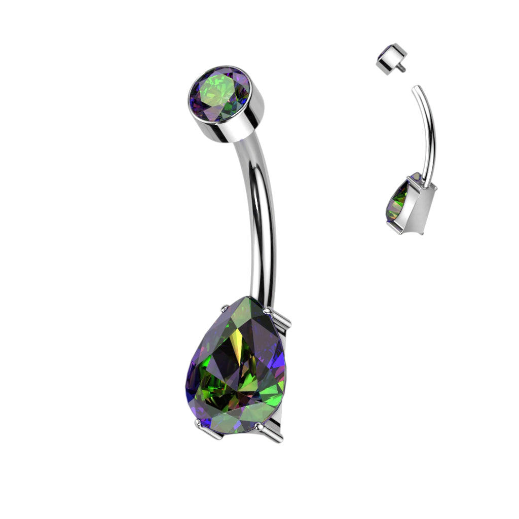 14g Titanium Teardrop Crystal Belly Ring